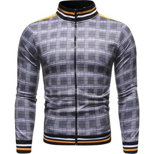 Plaid jacket coat men baseball jacket spring casual fashion striped high quality jacket men streetwear bomber jacket men