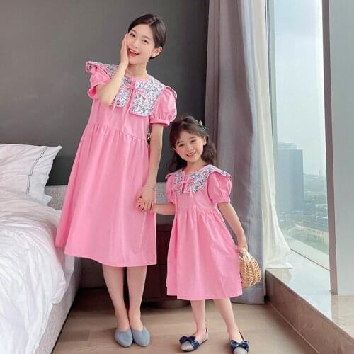 Summer Family Matching Outfit Dress 2021 Cute Mother and Daugter Dresses Family Dress for Girls Women Dresses for Holiday New