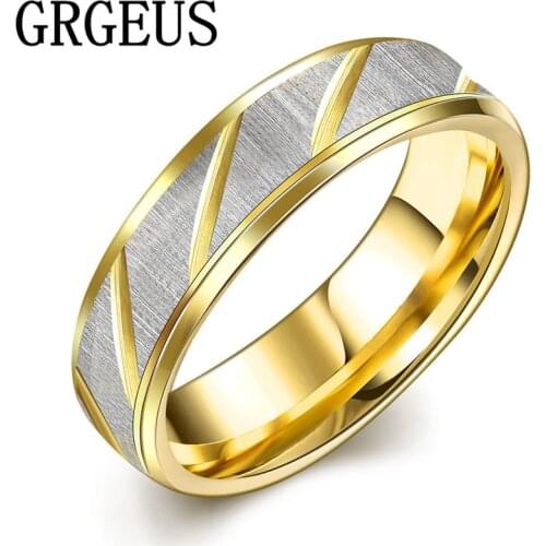 2017 fashion Accessories Simple Golden wedding ring for men and women stainless steel ring