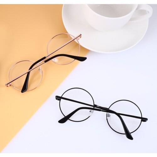 Fashion Round Glasses for Women Men Vintage Classic Metal Flat Mirror Optical Spectacles Frame Unisex Vision Care Eyeglasses