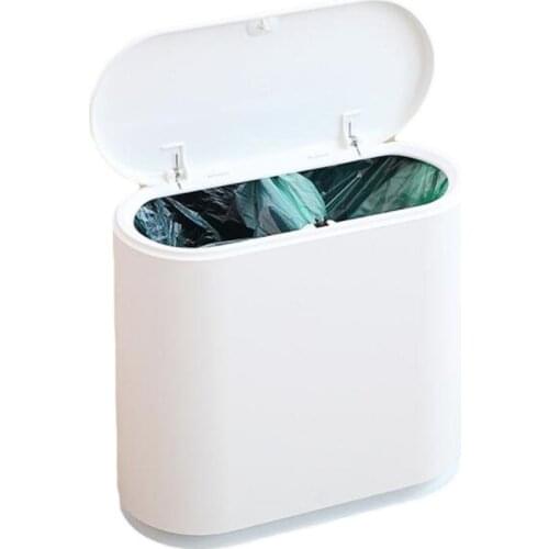 Trash Can With Lid Waste Basket Classified Lid Press-Type Trash Can Home Rubbish Can For Kitchen Bathroom Garbage