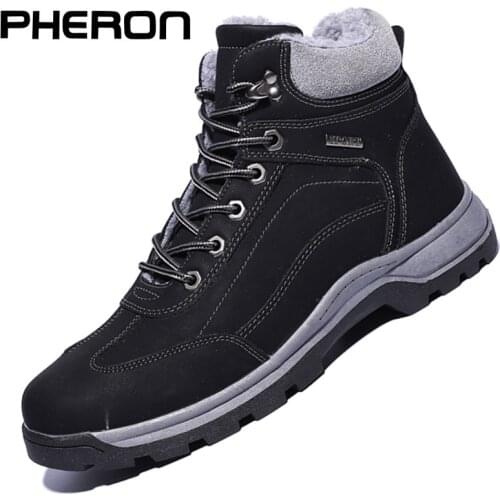 Men Boots Leather Casual Ankle Boots Men Winter Working Shoes Men Military Fur Warm Snow Boots For Men Botas Zapatos Hombre