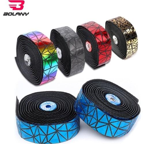 BOLANY PU Soft Road Bicycle Handlebar Tape Rainbow Leopard Print Anti-Vibration Handle Bar Tape With Tape for Bike Accessories