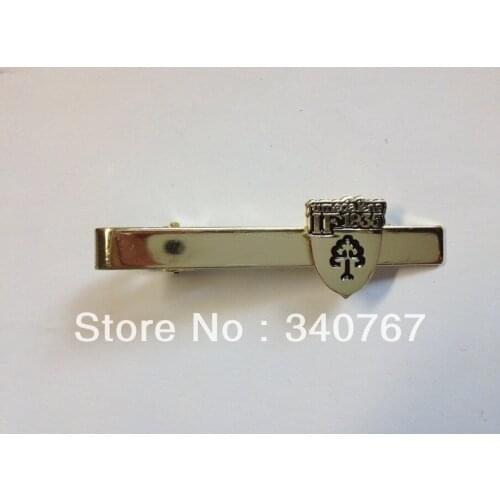 Customised tie bar, 55mm, nickel plated,black color enamel filled