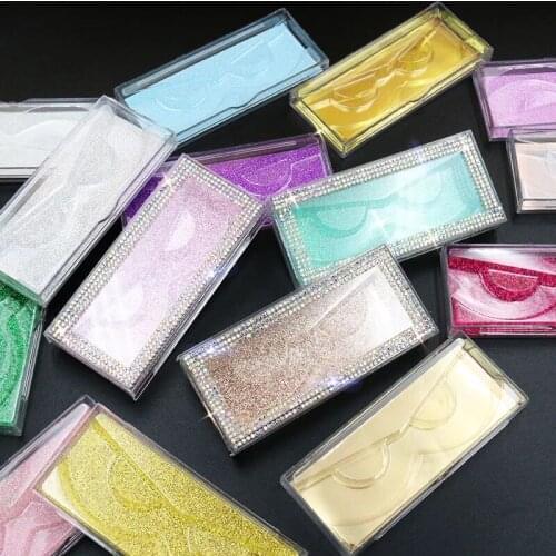 2020 New Arrival 3D False Eyelashes Packaging Empty Lash Case Bling Glitter Eyelash Box without Eyelashes custom logo