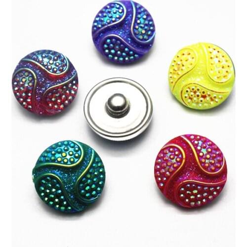 New Arrival Mix 10pcs/lot Colorful ball Snap Button pretty Glass Snap Buttons Fit bangle 18mm DIY Snap Bracelet Jewelry