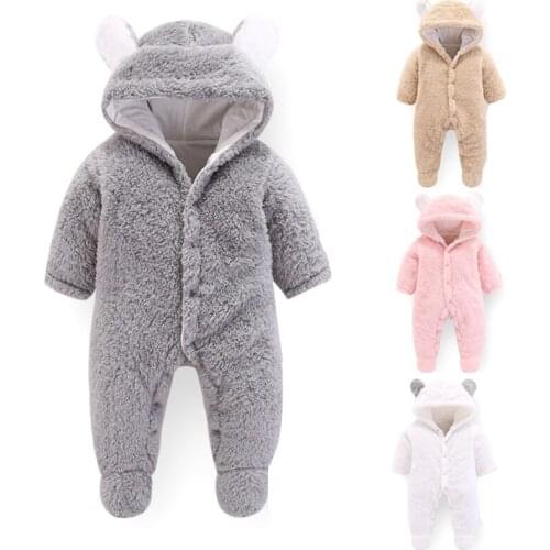 New arrival Newborn baby winter rompers long sleeve toddler boys girls Hairy jumpsuits for baby infant overalls soft sleepwear
