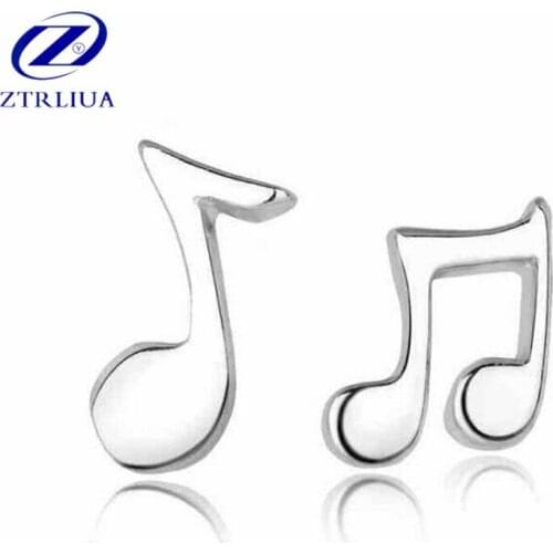 Personality Fresh Art 925 Sterling Silver Jewelry Asymmetry Symbol Music Anti-allergic Exquisite Earrings SE14