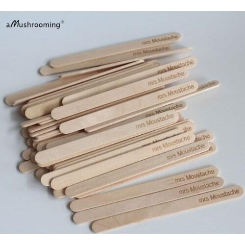100 pieces custom Popsicle Sticks Flat Ice Cream Sticks Ice Lolly Lollipop Crafts Model cream party wedding favor mrs moustache