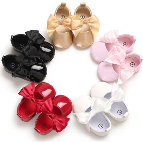 Baby Girls Big Bow First Walker Shoes Infant Newborn Soft Sole Princess Dress Party Flats Prewalker Shoes 0-18M