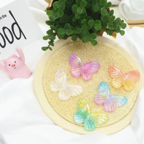 10Pcs Candy Color Gradient Acrylic Sweet Butterfly Pendant Trendy Charms For DIY Making Necklace Earrings Jewelry Accessoies