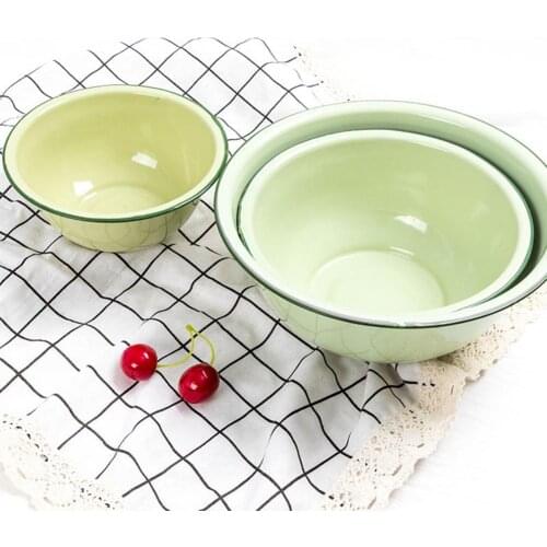 Cooking Basin Enamel Bowl Thickened Multifunctional Rice Basin Nostalgic Green Salad Pasta Soup Basin for Dinner для кухни