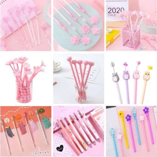 Cartoon style neutral pen cute super cute creative girl heart high value pen stationery black water pen signature pen