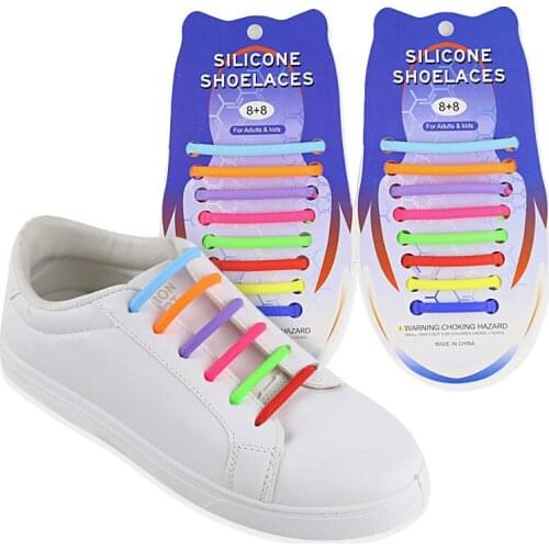 INCHENG 16PCS/Lot Silicone Elastic Shoelaces Creative Lazy No Tie Shoelace Lacing Kids Adult Sneakers Quick Shoe Lace Elastic
