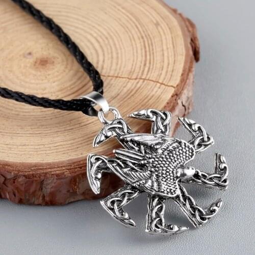 Kolovrat Symbol Viking Eagle Necklace Men Fashion Jewelry Amulet Falcon Women Vikings Pendant Women Necklaces