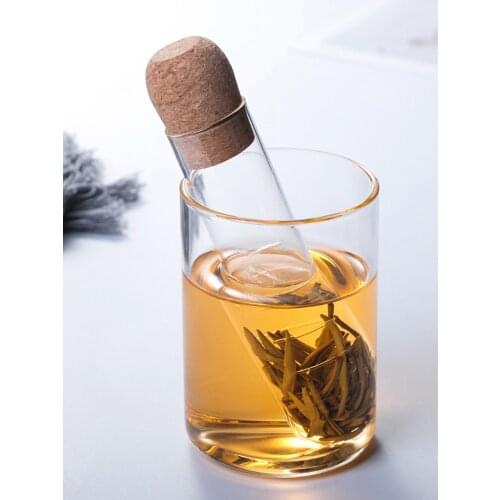 Tea Infuser Tube Cork Glass Bottle Transparent Tea Straine Transparent Steeper Tube Heat Resistant Tea Strainer for Home Office