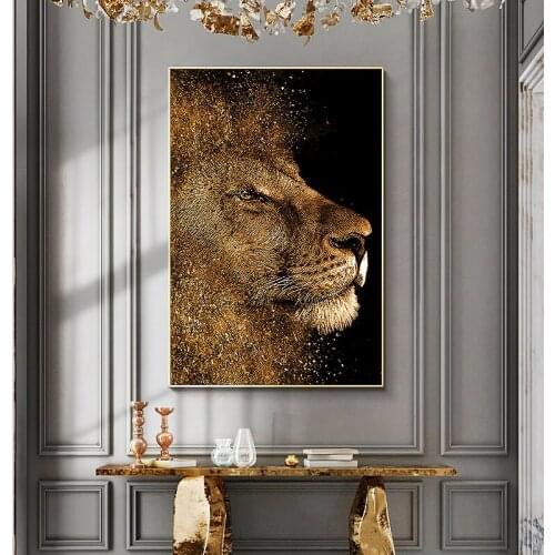 Modern Majestic Lion leopard Black Animal Poster Wall Art Canvas Painting Posters and Prints Wall Picture Living Room Home Decor