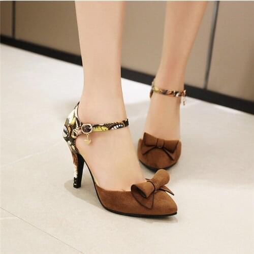 YMECHIC Summer 2020 Elegant Bow High Heels Womens Shoes Flock Black Yellow Heeled Women Pumps Print Stiletto Ladies Party Shoes