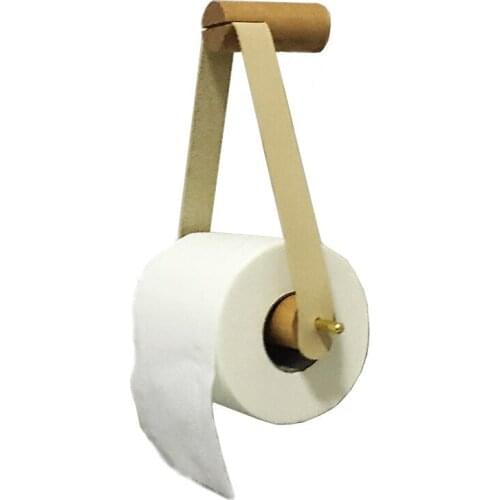 Towel Rack Wood Leather Kitchen Home Bathroom Creative Nordic Style Wall Mounted Type Tissue Boxes Wall Mounted Type Fashion