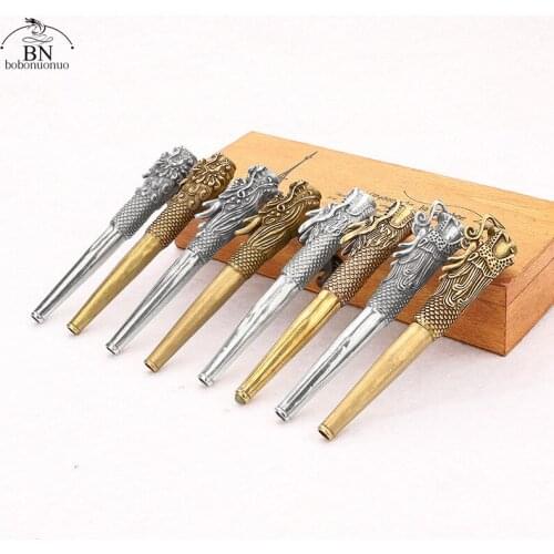 Vintage Pure Copper Smoke Tipsy Dragon Head Cigarette Holder Filter Tobacco Pipe Creative Handmade Father Husband Gift Man Love