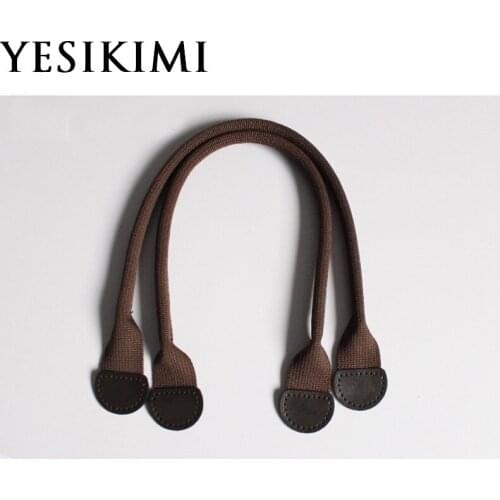 YESIKIMI 1 Pair 58*1.5CM Bag Handles DIY Bag Strap Canvas+Genuine Leather bag Accessories Replacement