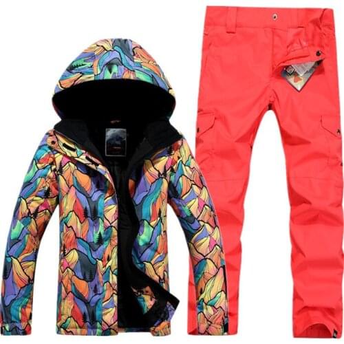 GSOU SNOW Womens Single Double Board Ski Suit Outdoor Breathable Thick Warm Waterproof Ski Jacket Ski Trousers Size XS-L