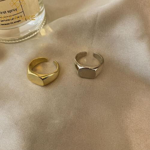 XIYANIKE 925 Sterling Silver Geometric Ellipse Smooth Width Opening Ring For Women Charm Elegant Jewelry Party Hand Accessories