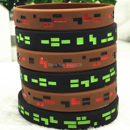 1pc Punk Style Pixel Style Miner Video Game wristbands silicone bracelets