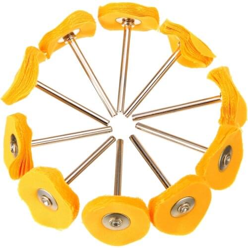 10Pcs 3mm Shank Polishing Buffing Cloth Wheel Brush Rotary Tool for Wood Metal Polishing Abrasive tools 25mm