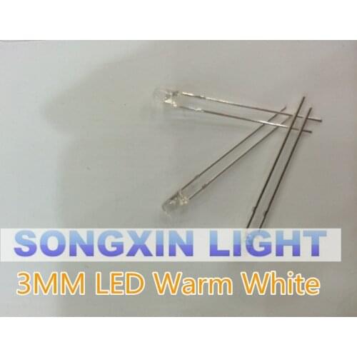 100pcs/lot 3mm Transparent/Water Clear Round LED 3 mm Warm White Light Emitting Diode Lamp 2800-3200K WW 3MM LED