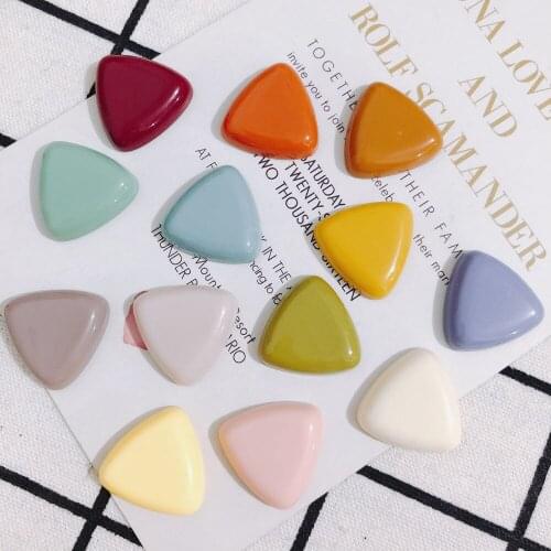 120pcs Solid Colors Acrylic Resin Triangle Planar Resin Cabochons Flatback Ornament Accessories DIY Material Cameo Patch 22*6mm