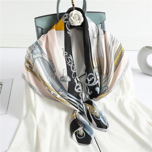2021 Design Scarf Female Silk Square Shawl Neck Wrap Print Scarves Foulard Spring Hijab Headband Stoles Women Bandana New