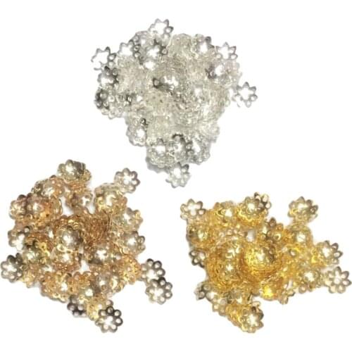 900 Pieces Assorted Color Metal Filigree Flower Bead Caps Jewelry Making Findings Accessories for Beading DIY Crafts 8mm