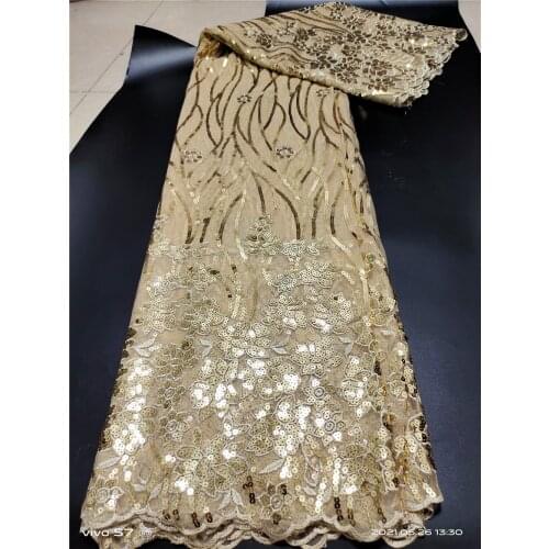 African Lace Fabric High Quality Sequins Lace Embroidery French Tulle Lace Fabric Nigerian Lace Fabric For Wedding Dress YD001