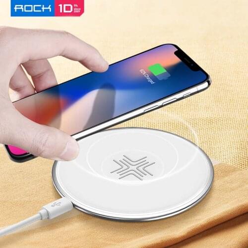 10W Qi Fast Wireless Charging Pad for iPhone Original ROCK Desktop Wireless Charger For Samsung For Adroid Phones