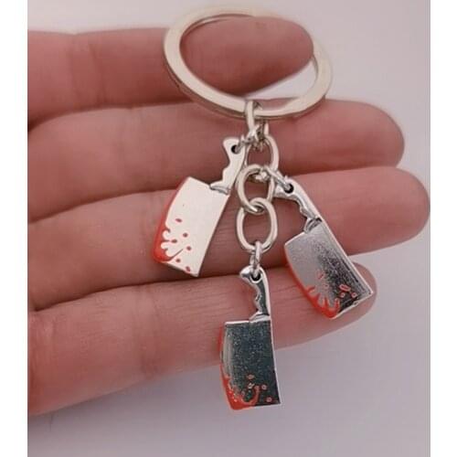 Knife Meat Cleaver Key Chain, Halloween KeyChain, Gothic Jewelry, Grunge Keyring, Horror Jewelry, Horror