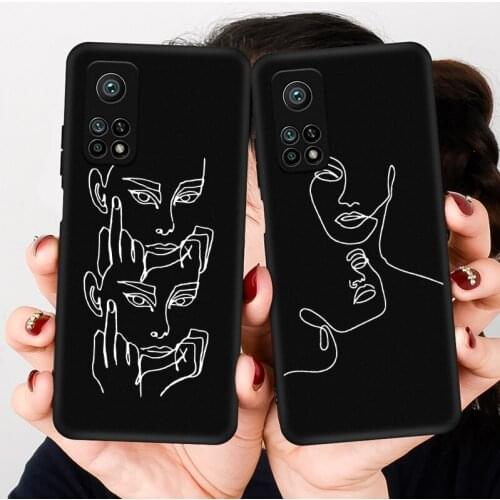 Funny Abstract Women Face Line Black Phone Case For Huawei Honor 30 20 40 Lite 8 8X 9 10i Y6 Y7 Y9 2019 Prime Nova 5T Cover