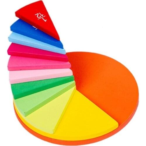 Wooden Preschool Circular Mathematics Fraction Board Teaching Aids Learning Tool Sensory Toy for Children