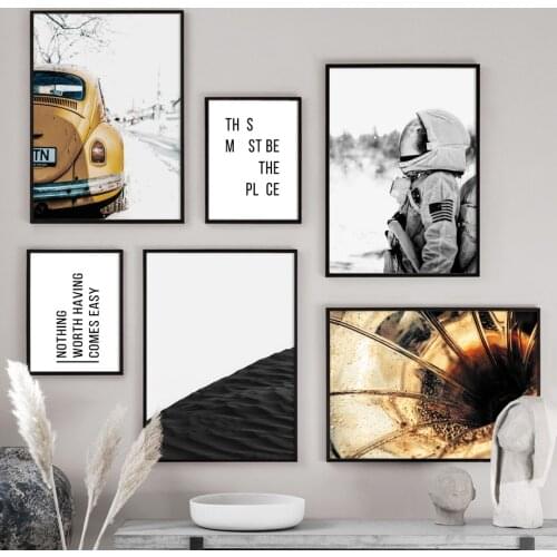 Dune Car Phonograph Astronaut City Landscape Wall Art Canvas Painting Nordic Posters And Prints Wall Pictures For Living Room