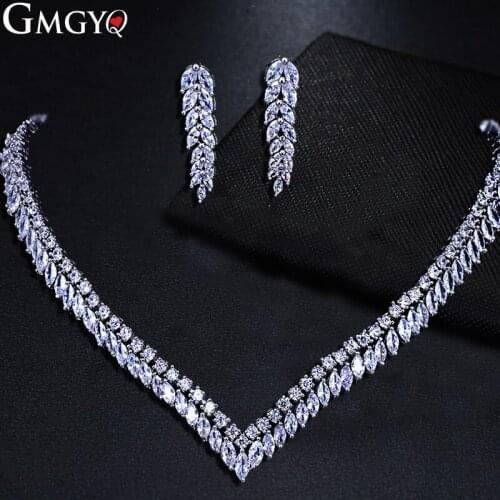 GMGYQ Classic Silver Zirconia Womens Jewelry Set Elegant Dresses and Gifts for Friends Wedding Custom Products