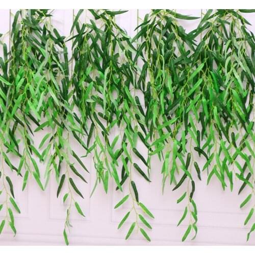 GY Simulation Willow Branches and Leaves Willow Strip Simulation Green Plant Bamboo Leaf Decorative Fake Flower Rattan