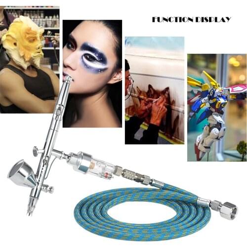 KKmoon Dual Action Gravity Feed Airbrush with 1.8m Hose 0.2mm/0.3mm/0.5mm Needle 9cc Cup Air Brush for Art Painting Spray Gun