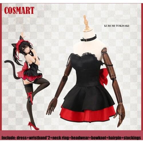 Anime DATE A LIVE Tokisaki Kurumi Black Cat Cosplay Costume Dress Uniform Halloween Suit For Women Outfit New
