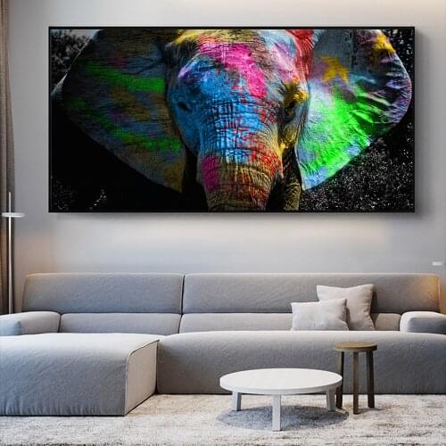 Colorful Elephant Graffiti Art Canvas Paintings On The Wall Posters And Prints African Animals Pictures Kids Room Decoration