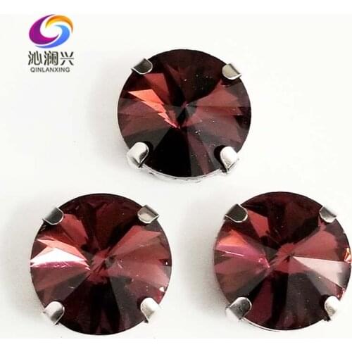 Round shape Wine red AAA glass crystal Silver bottom claw rhinestones,flatback sew on stones,diy/apparel accessories SWR17