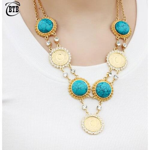 Arabian Round Coin Ladies Pendant Luxury Jewelry Muslim Gold Simple Portrait Unisex Charm Exquisite Necklace Holiday Gift