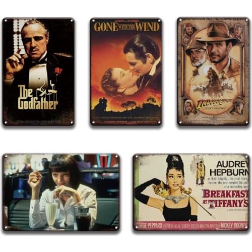 Pulp Fiction Gone With The Wind Movies Metal Poster Tin Sign Vintage Peaky Blinders 007 Metal Signs Pub Bar Man Cave Home Decor