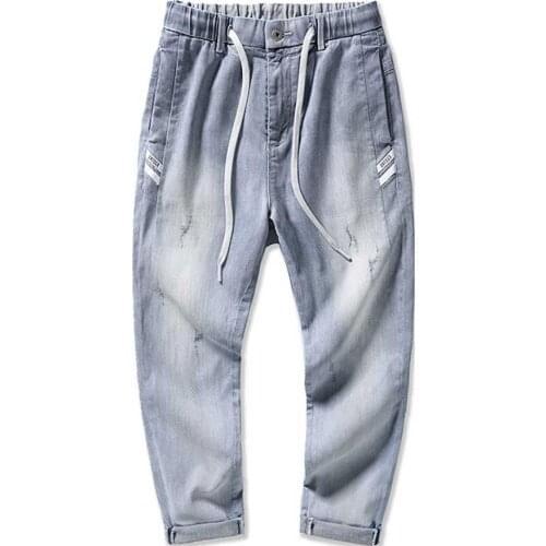 Fashion Skinny Jeans Men Denim Pants Loose Baggy Ankle-Length Casual Trousers Korean Trendy Man Clothing
