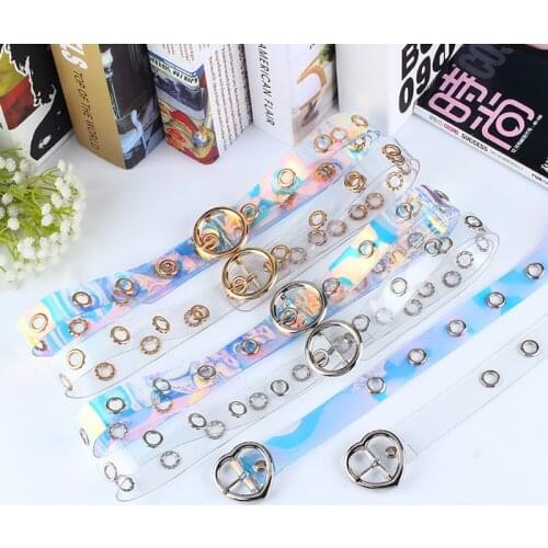 Fashion Color Transparent Women Belt Heart Round Pin Buckle Casual Belts Personality Creative Girl Waistband For Jeans Pants Z30