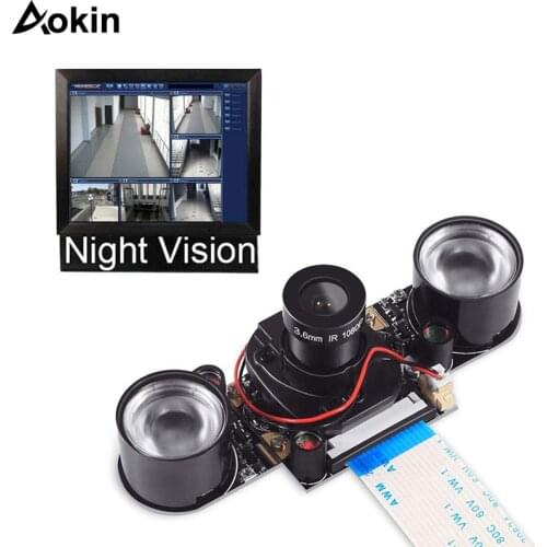 Raspberry Pi 3/2 Camera Module IR-Cut Sensor Day/Night Vision Webcam HD 5MP 1080P Adjustable Focus + 2 Pcs IR Sensor LED Light